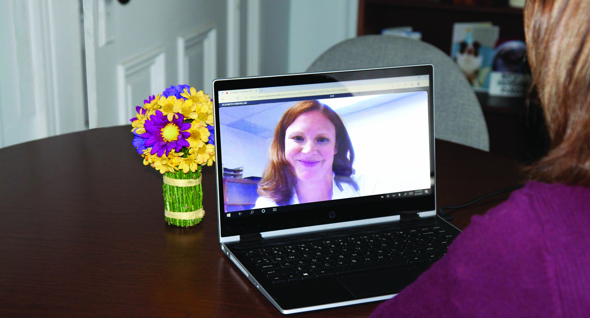 Physician on monitor for telemed visit